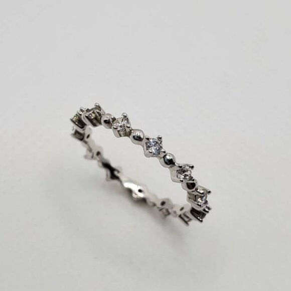 925 Sterling Silver Women's Thin Ring Promise Engagement Eternity Band Ring - Picture 8 of 8